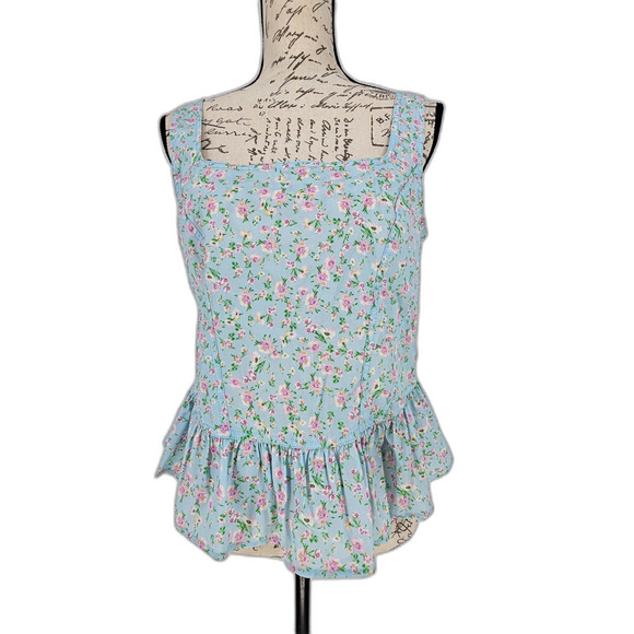 Elodie NWT Square Neck Peplum Tank Top Large - Picture 2 of 13